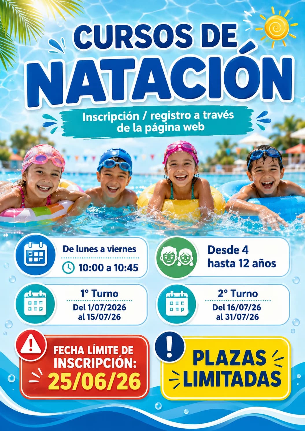 🏊 CURSOS DE NATACIÓN DE VERANO 2026 · El Tiemblo